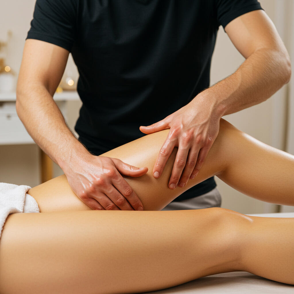 Massage Drainage Lymphatique Photo Massage Drainage Lymphatique - Massage d'une jambe. Lakomassage